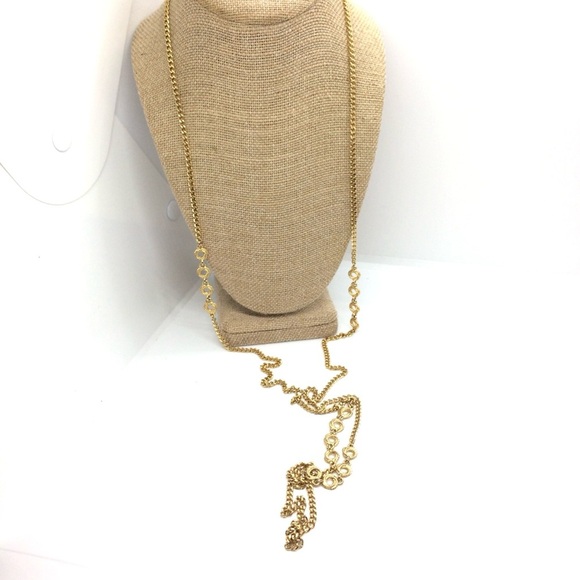 VINTAGE MONET GOLD TONE CHAIN LINK NECKLACE 27" LONG CIRCLE STATIONS LUXURIOUS - Picture 6 of 16